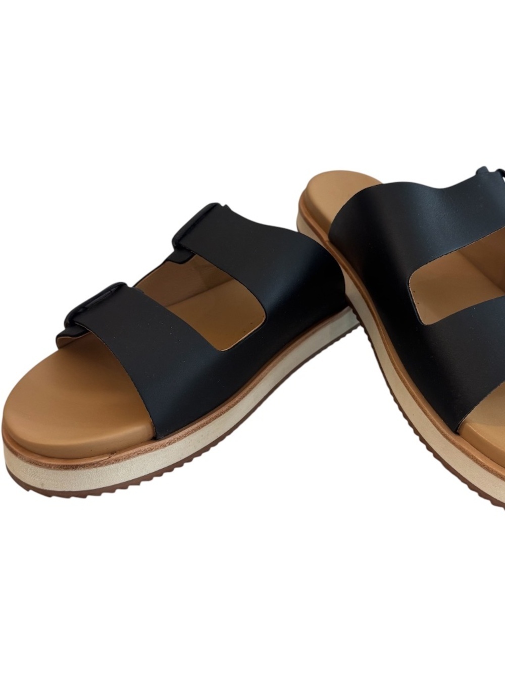 Nisolo Ella Go-To Flatform Slide Women's Black Leather Sandals Sz 9.5 NIB